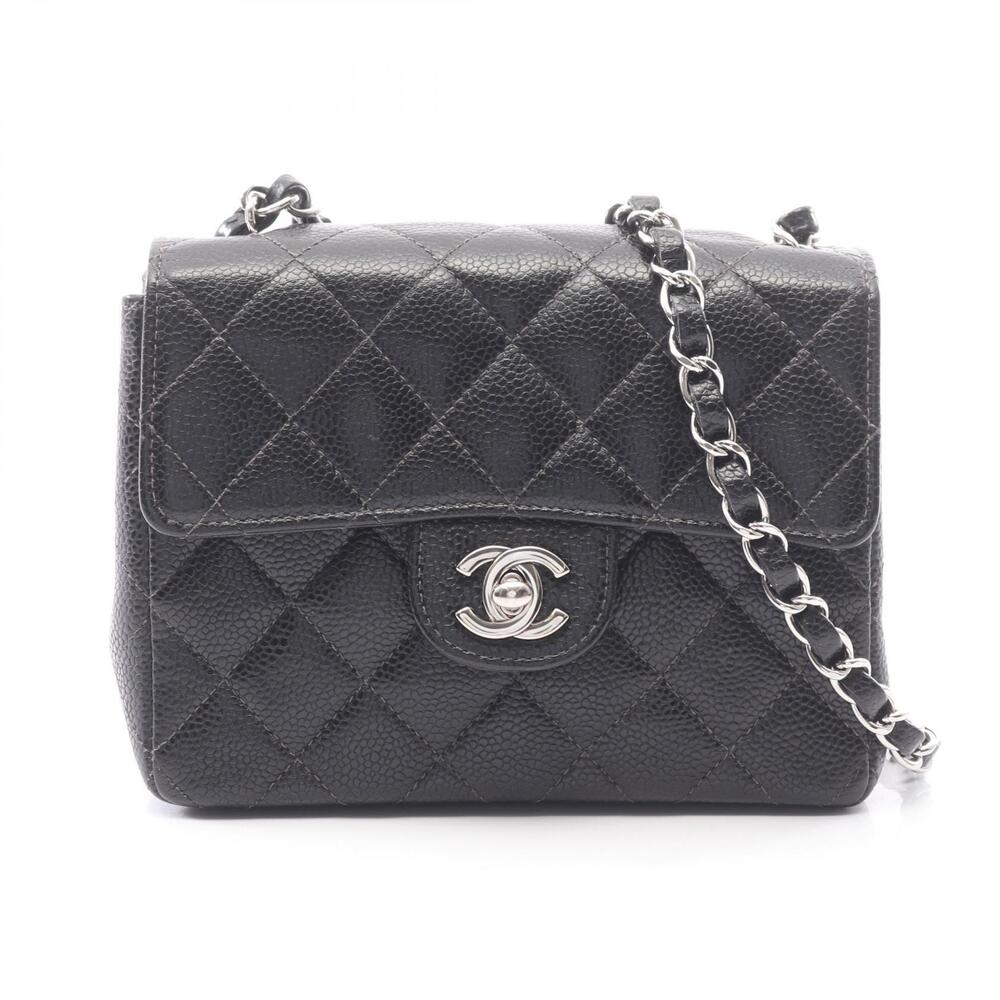 Chanel Matelasse Shoulder Bag Caviar Leather Grained Calfskin Black